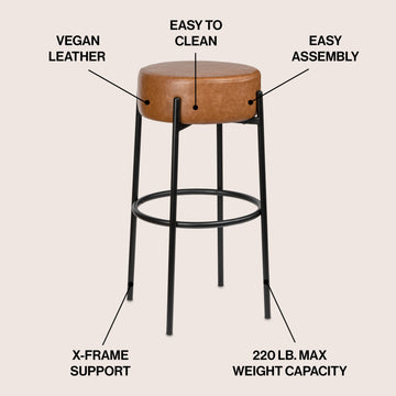Paola Modern Metal/Bouclé Cushioned Counter & Bar Stool - JONATHAN Y